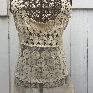 Lace/Crochet Ivory American Rag Tank Top